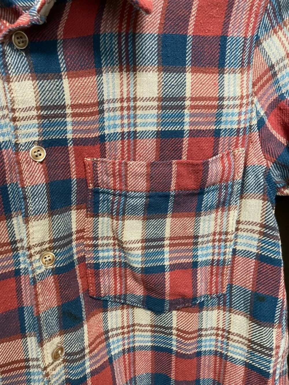 MOTHER Denim Blue & Orange Plaid Button Down Blouse Shirt Women’s XS - Picture 3 of 13